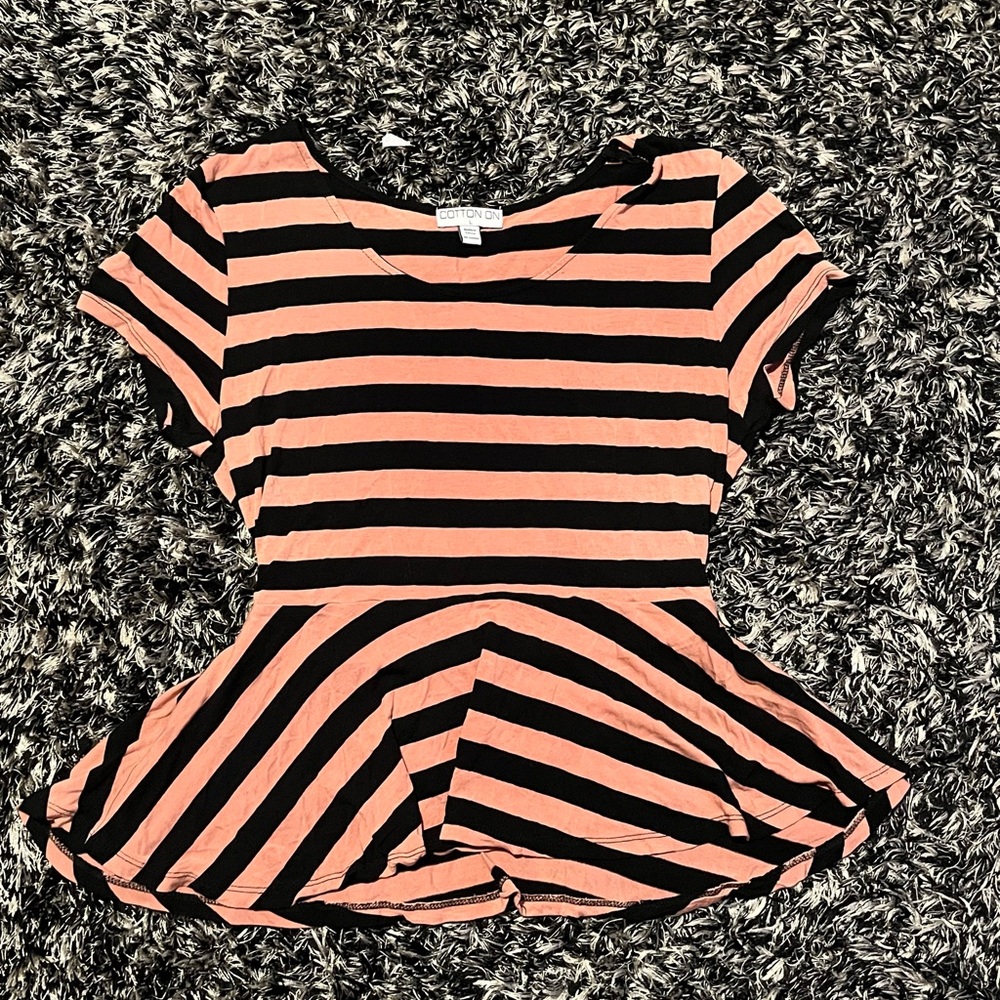 Cotton On Black and Pink Striped Top
